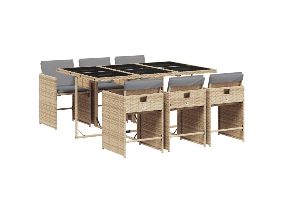 Maison Exclusive - Set Comedor De Jardín 7 Pzas Con Cojines Ratán Sintético Beige