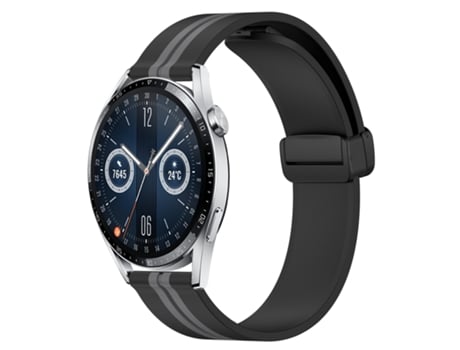 Correa Smartwatch para Huawei Watch GT3 42mm 20mm Silicona con Cierre Magnético Plegable (Negro + Gris)