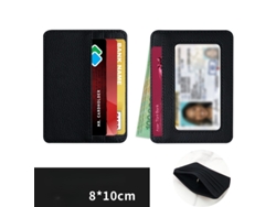Cartera delgada frontal con bloqueo RFID y ventana para identificación, para hombre/mujer, negra, Hexinyigjly