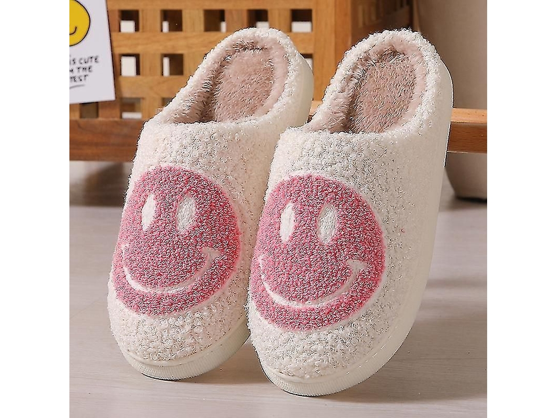 2026-zapatos De Casa Suaves Con Cara Sonriente Para Parejas Invierno Abrigo Interior Peluche Calientito