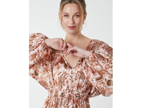 Vestido de Mujer BLUE VANILLA Balloon Sleeve Midi Poliéster Rosa (12)