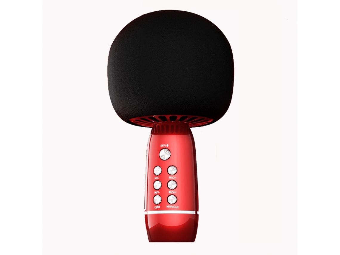 Máquina De Micrófono De Karaoke Bluetooth Inalámbrico Con Altavoz Cabeza De Champiñón 1500mah