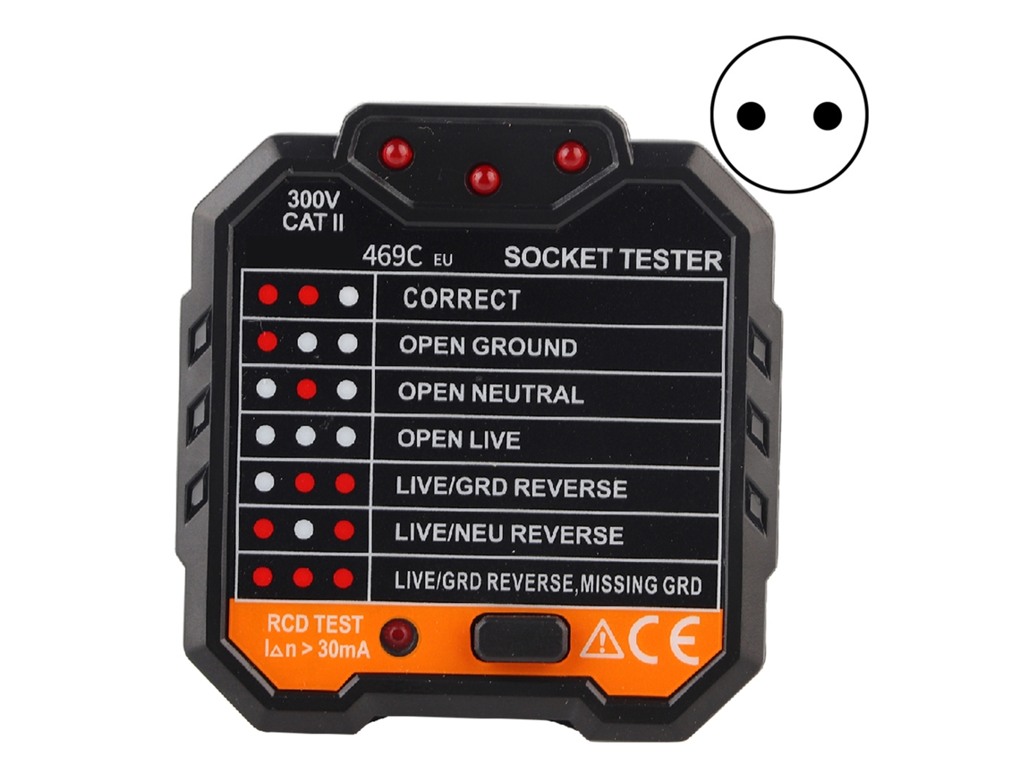 Comprobador De Enchufes Digital Portátil, Detector De Fallos Eléctricos, Red Eléctrica 48-65hz