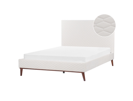 BELIANI Cama de matrimonio Bayona Terciopelo Blanco 151x212x121