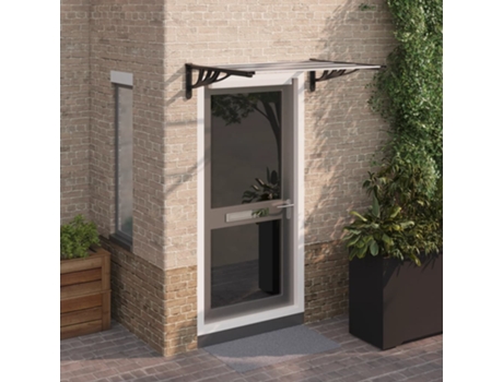 MAISON EXCLUSIVE Marquesina puerta policarbonato negro y transparente 122x90 cm