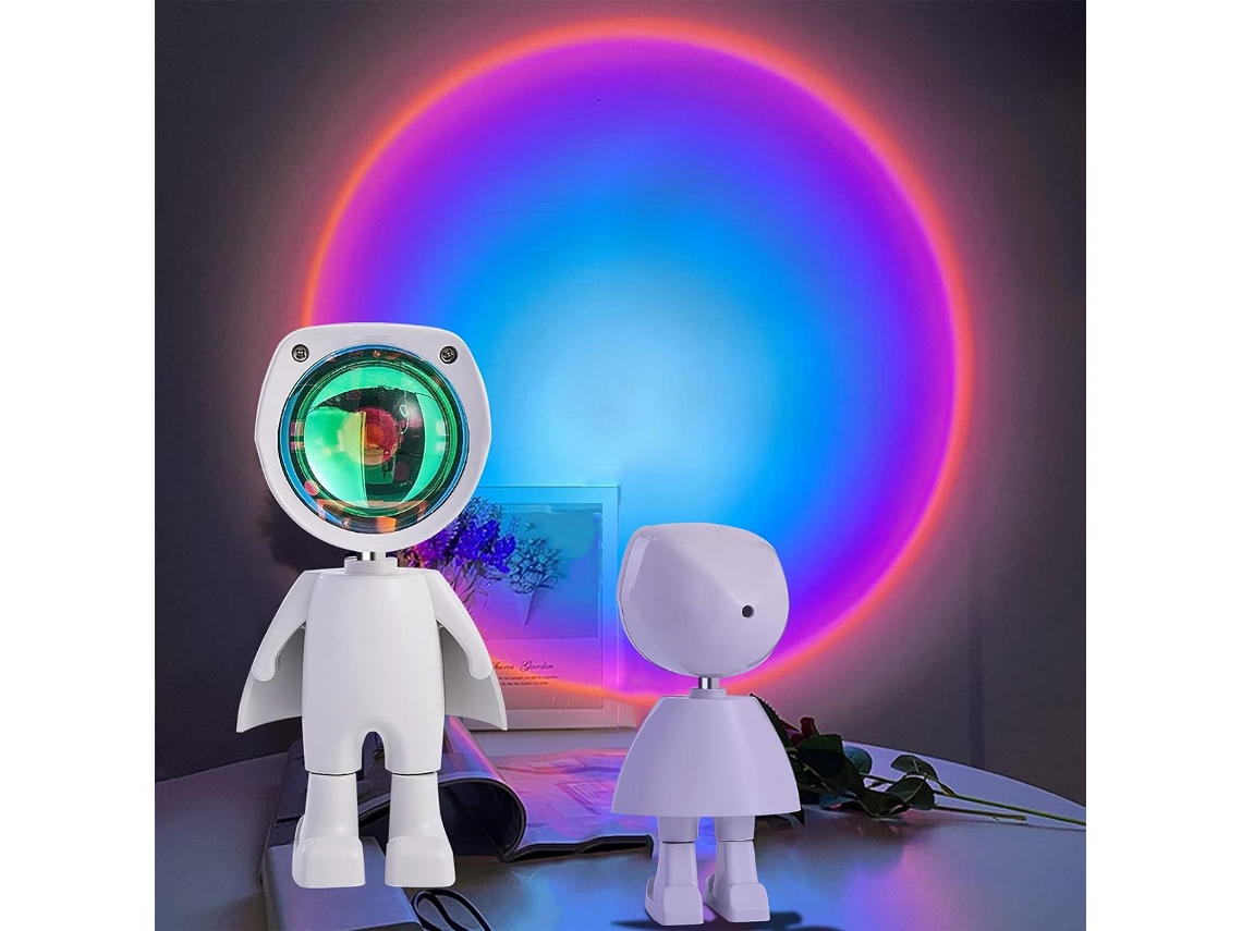 FNINIJEDE Lâmpada Astronauta Led Projeção Arco-Íris Usb