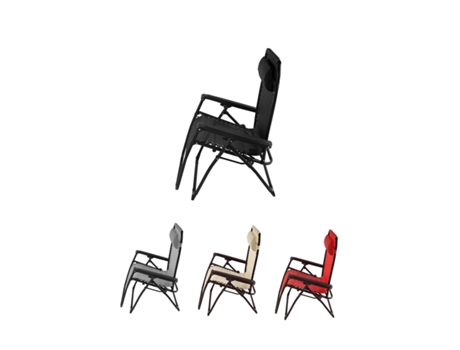 Tumbona Plegable de Acero Reclinable – Hamaca Com Almohada extraíble, Reposabrazos e Reposapiés – Silla de Jardín Ergonómica Negra Unidad