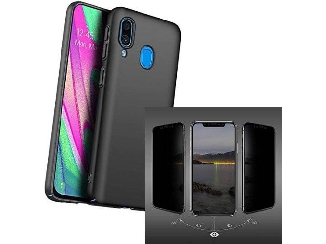 Kit Carcasa y Protector de Pantalla 5D Privacy Samsung Galaxy A40 SlimShield Negro