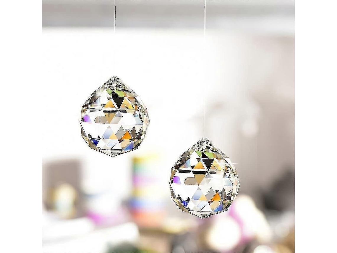 Colgante de bola de cristal transparente Hjyang Prism Suncatcher de 40 mm (paquete de 2)