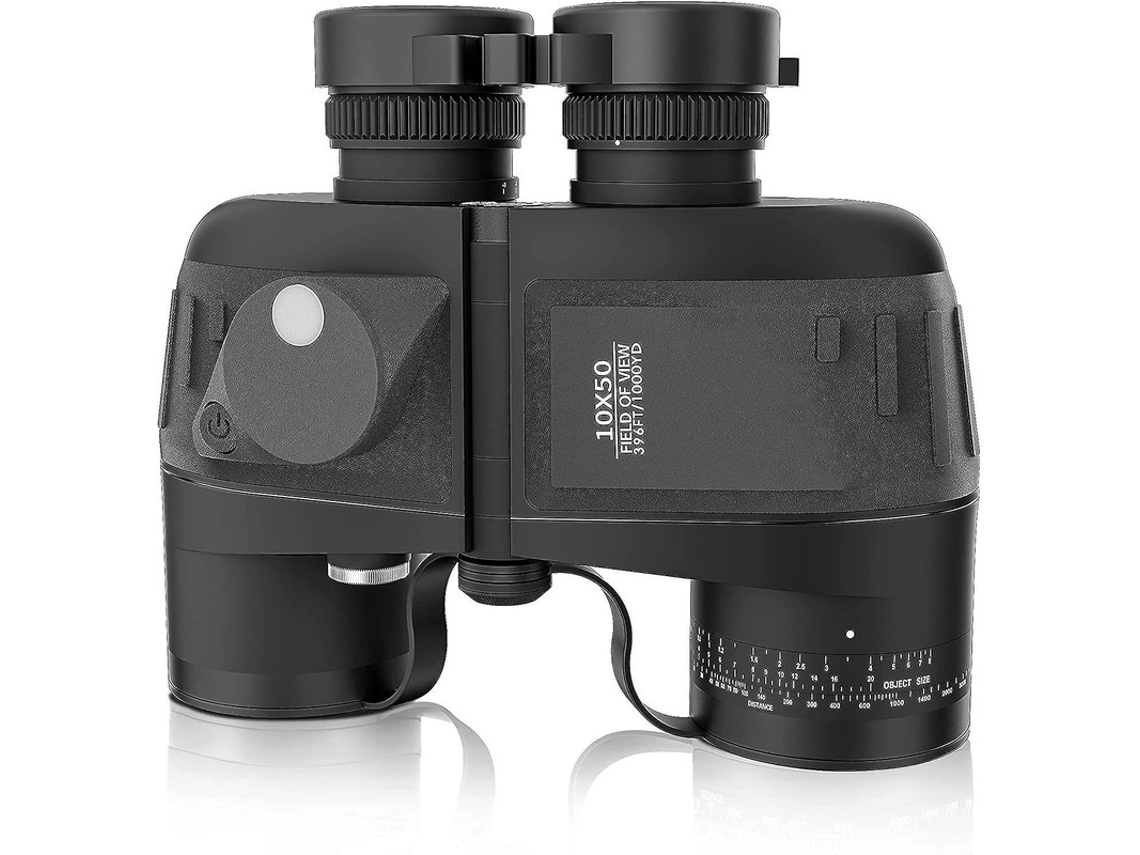 Binoculares 10x50 IP68 Bak4 FMC Brújula Telémetro Visión Nocturna Militar Marino Correa Bolsa Unisex Negro Bestvite