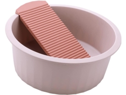 Lavabo Rosa De Pp Con Tabla De Lavar Integrada