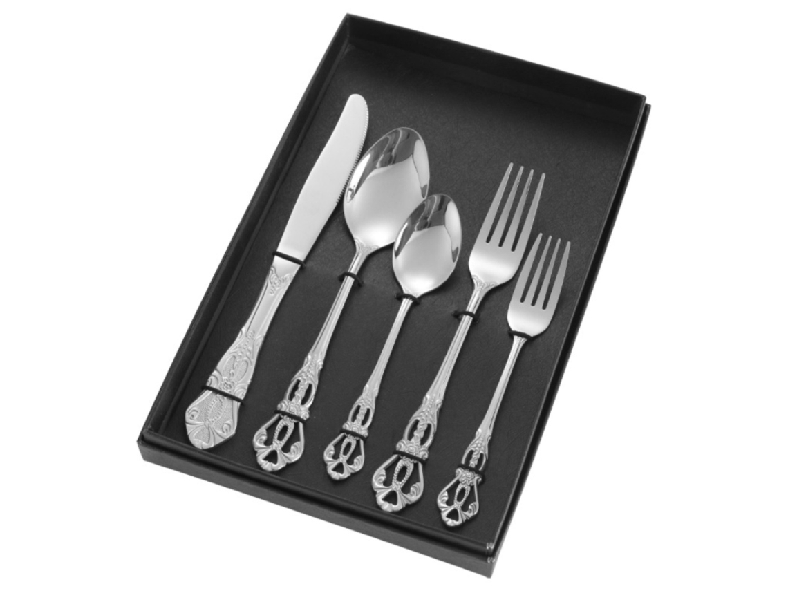 Juego de cubiertos portátiles de acero inoxidable: cuchillo, tenedor y cuchara RNEMITERY