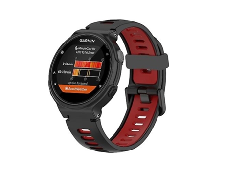 Correa para Garmin Forerunner 735/235 Correa de reloj de silicona bicolor negra-roja VENISYMLIS