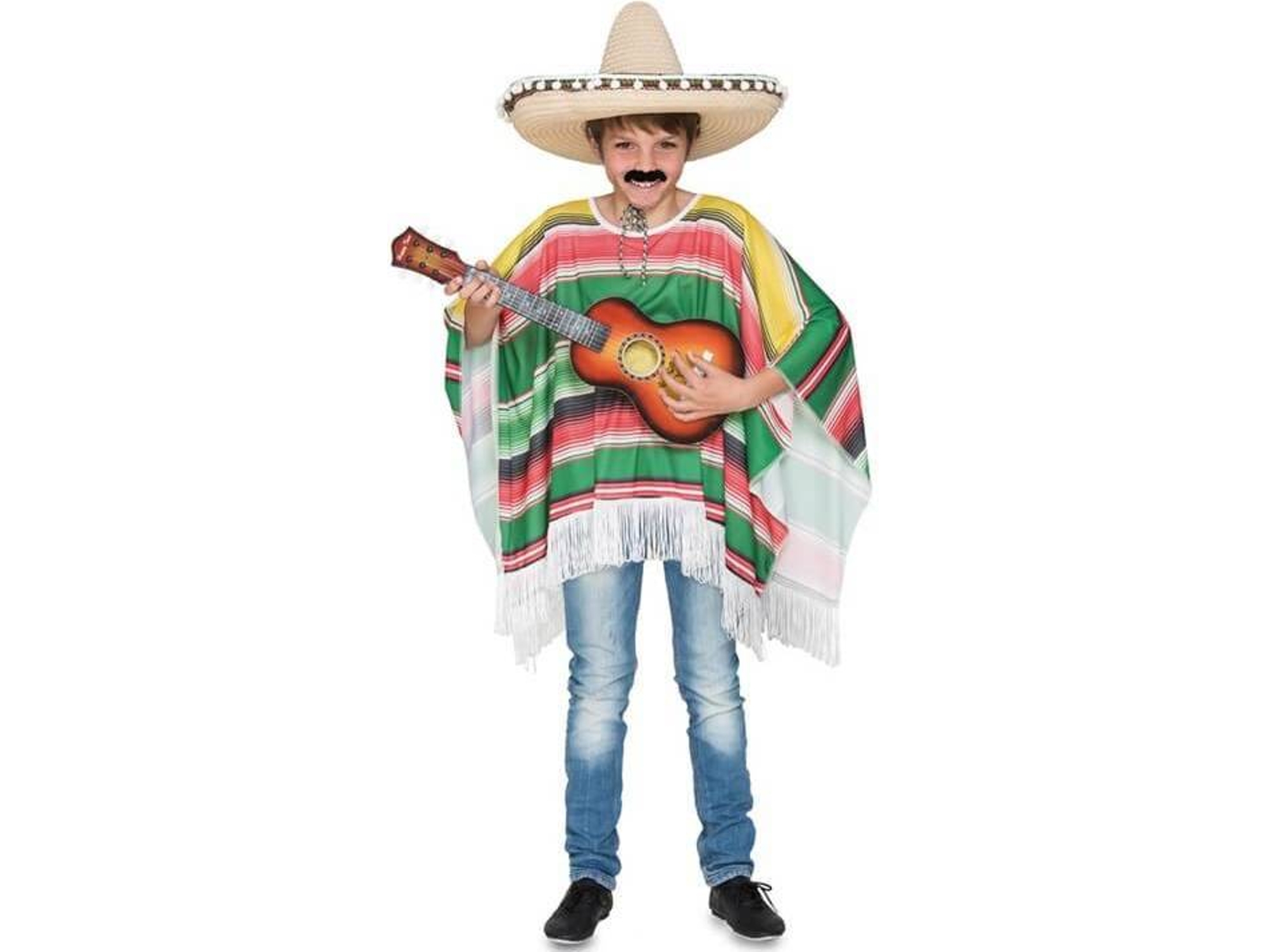 Disfraz de Niño DISFRAZZES Poncho Mexicano A Rayas (Talla: Talla Universal)