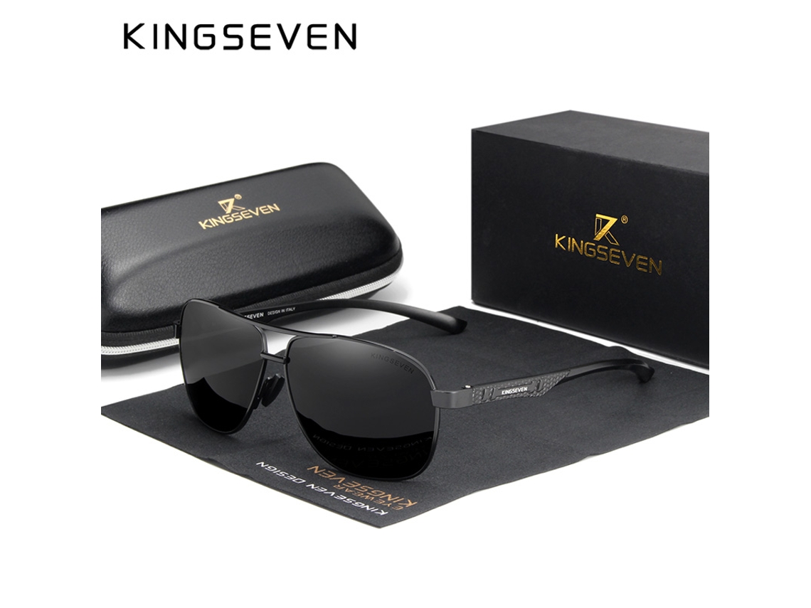 Gafas de sol polarizadas para hombre con protección UV400, lentes espejadas y aleación de aluminio MDUG (negro gris)