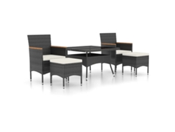 Maison Exclusive - Set Comedor Jardín 5 Pzas Ratán Sintético Vidrio Templado Negro