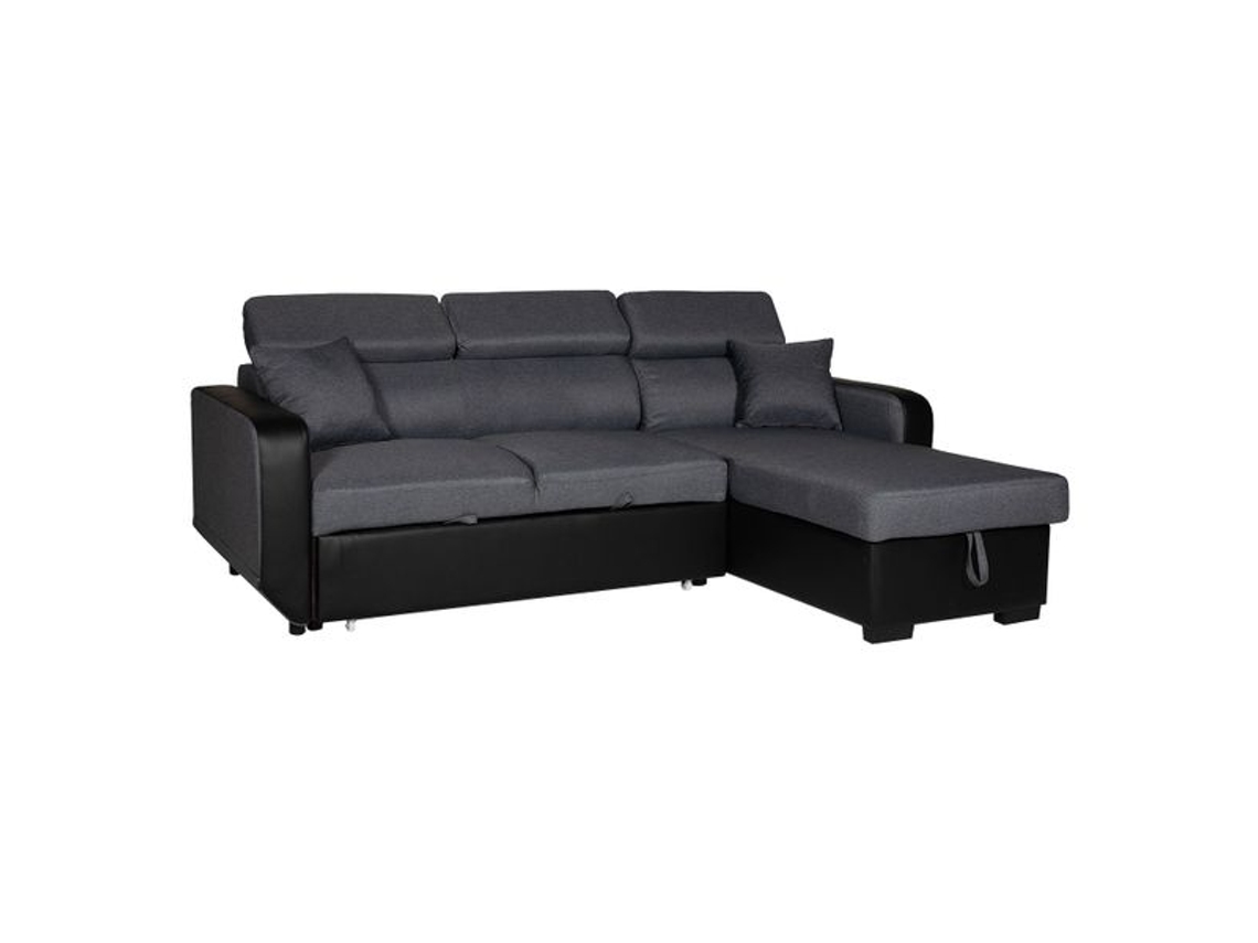 Sofá convertible de 3 plazas WARREN gris y negro