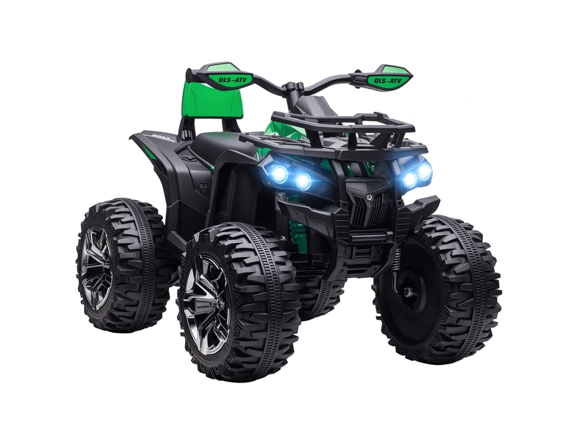 Quad Eléctrico 12v Para Niños +3 Años Con 2 Motores Faros Música Neumáticos De Suspensión Botones Avance Y Retroceso Vehículo A Batería 100x65x73 Cm