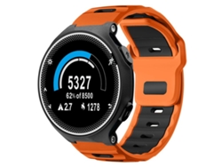 Bracelete Para Garmin Forerunner 220 / 735 / 735xt / 230 / 235 - Silicone Bicolor - Encaixe Plano Laranja + Preto