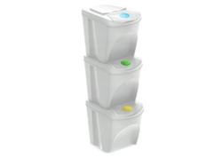 Conjunto de 3 Cubos de Basura-Cubo Blanco Sucio 3X25L WELLHOME