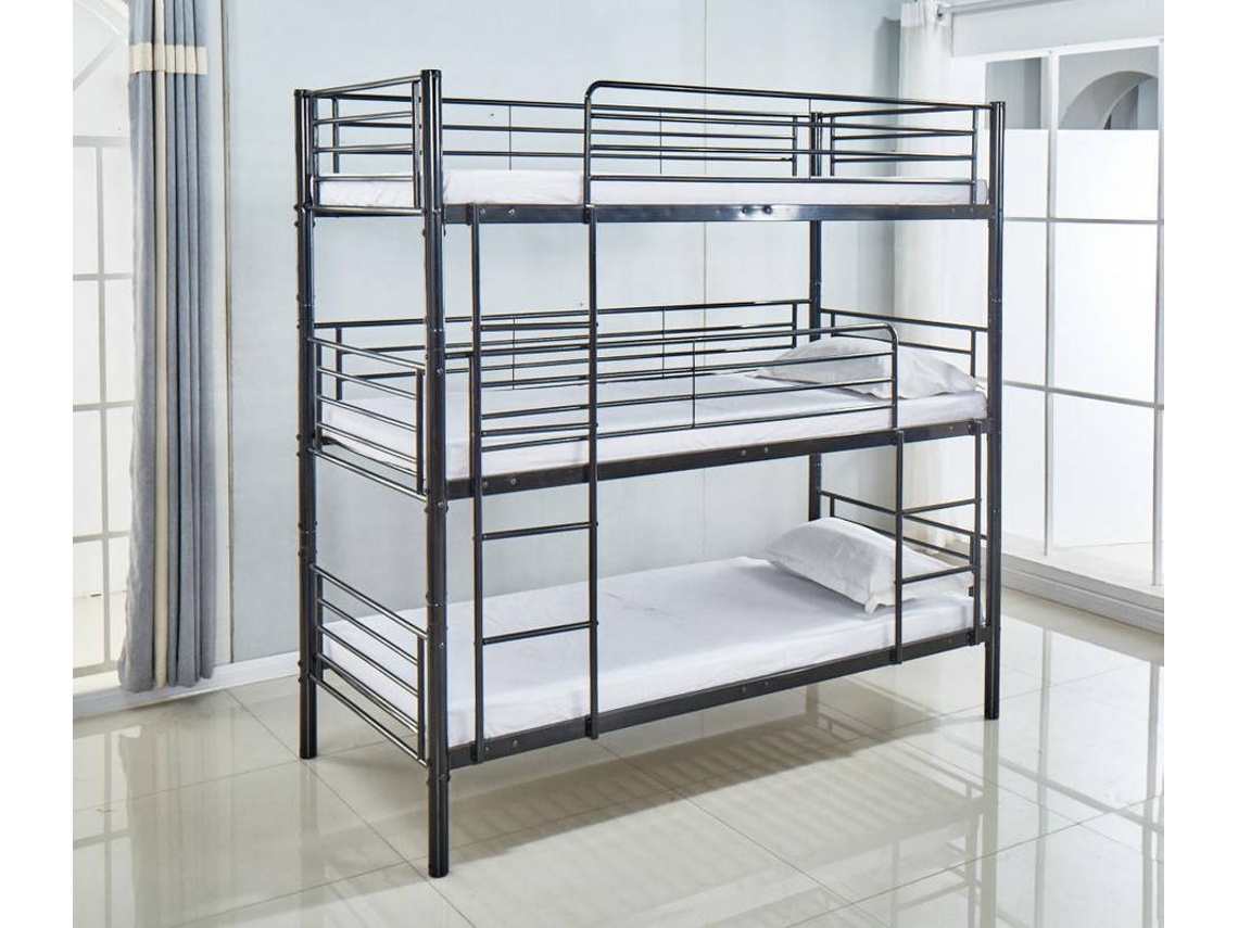 SALDOS Y STOCKS Litera Triple (Negro - 90x190 cm - Metal)