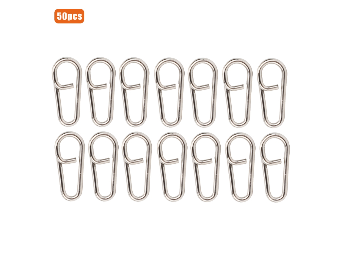 50pcs Grampos De Pesca De Aço Inoxidável Elípticos Pequenos Conectores Acessórios De Pesca
