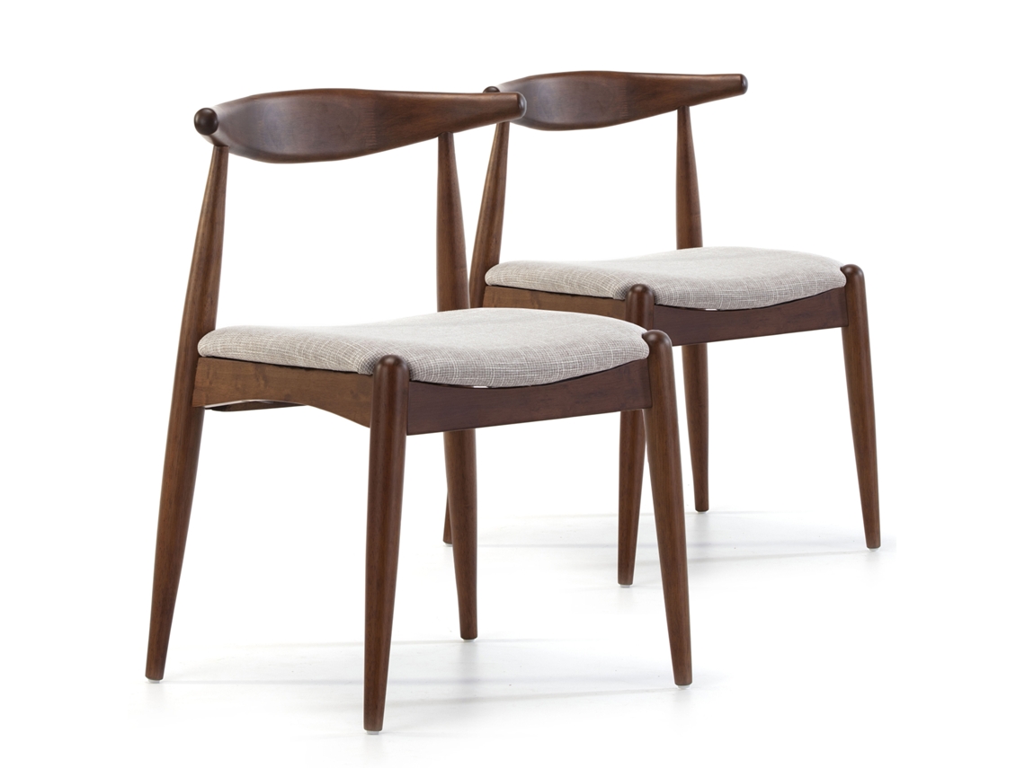 Conjunto de 2 Cadeiras Corzo Cor Noz Madeira Sólida VS VENTA-STOCK (52.5 x 50 x 74.5 cm)