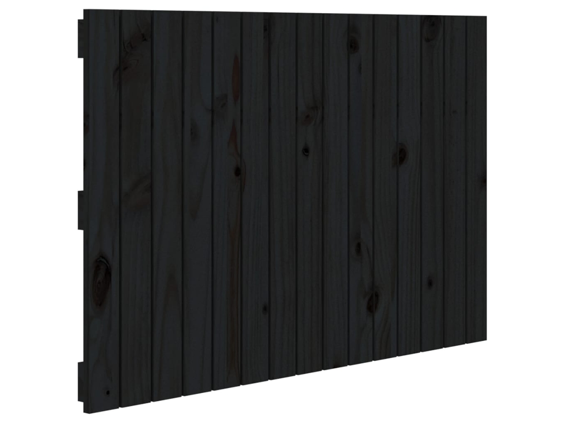 Maison Exclusive - Cabecero De Cama De Pared Madera Maciza Pino Negro 95,5x3x60 Cm