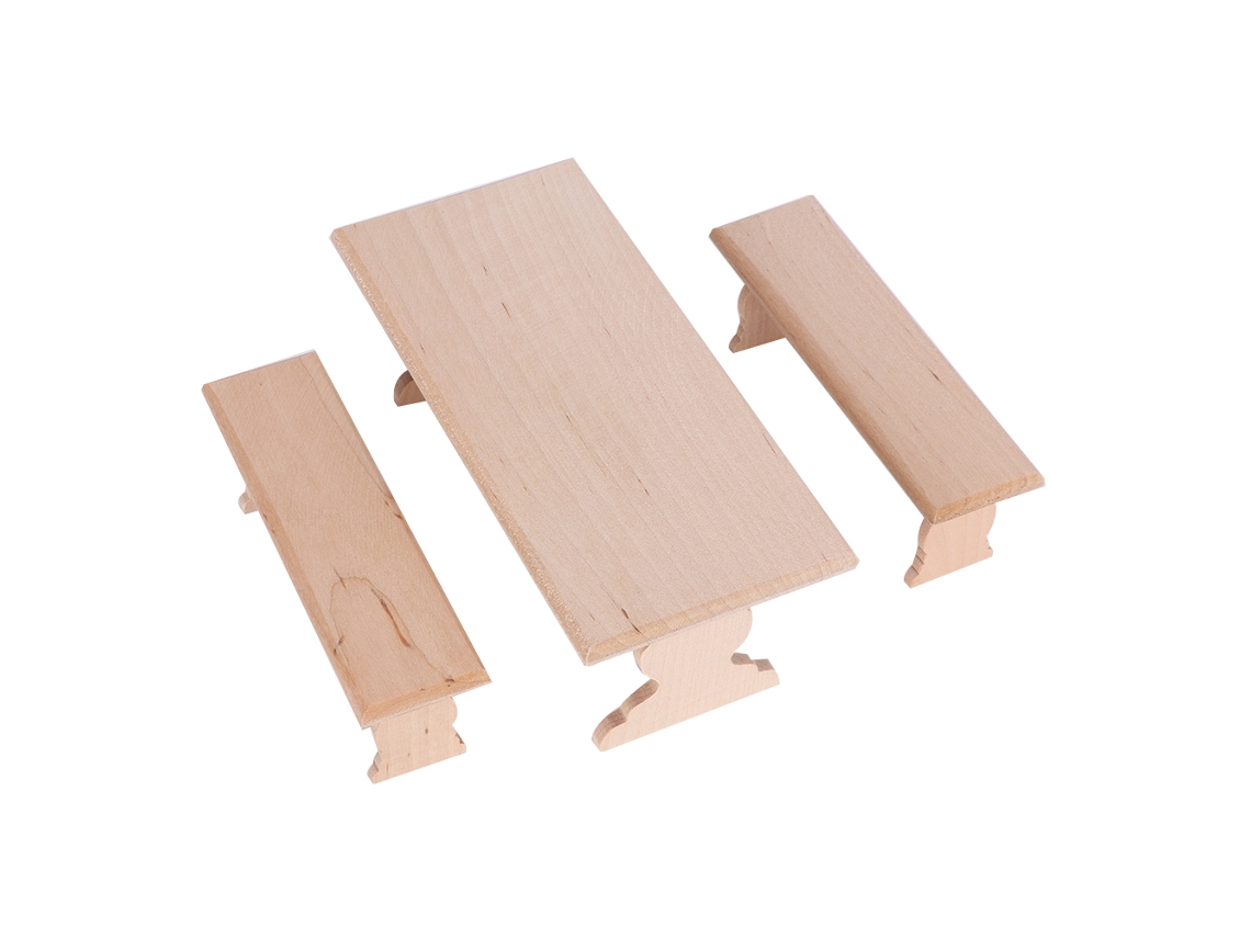 Dan26-set De Muebles De Madera Para Casa De Muñecas: Mesa Y Banco En Escala 1:12, Accesorio Diy