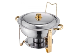 Juego Rechaud Dorado 4x4.7L en Acero Inoxidable para Buffets y Bodas Tekmaquinas
