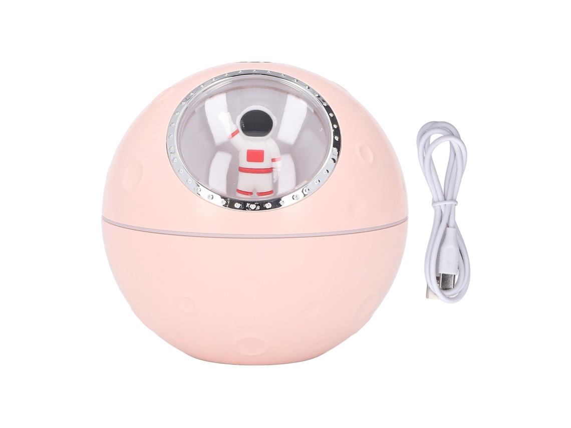 Humedificador De Cápsula Espacial Astronauta Bonito 300ml 2 Velocidades Con Difusor Y Luz Nocturna Rosa