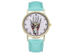 Reloj De Cuarzo Casual Unisex Con Correa De Cuero Pu Dial Redondo Menta