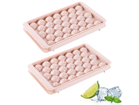 Bandejas de hielo de 2 piezas, bandejas de cubitos de hielo de silicona de fácil liberación, moldes de cubitos de hielo duraderos apilables - rosa