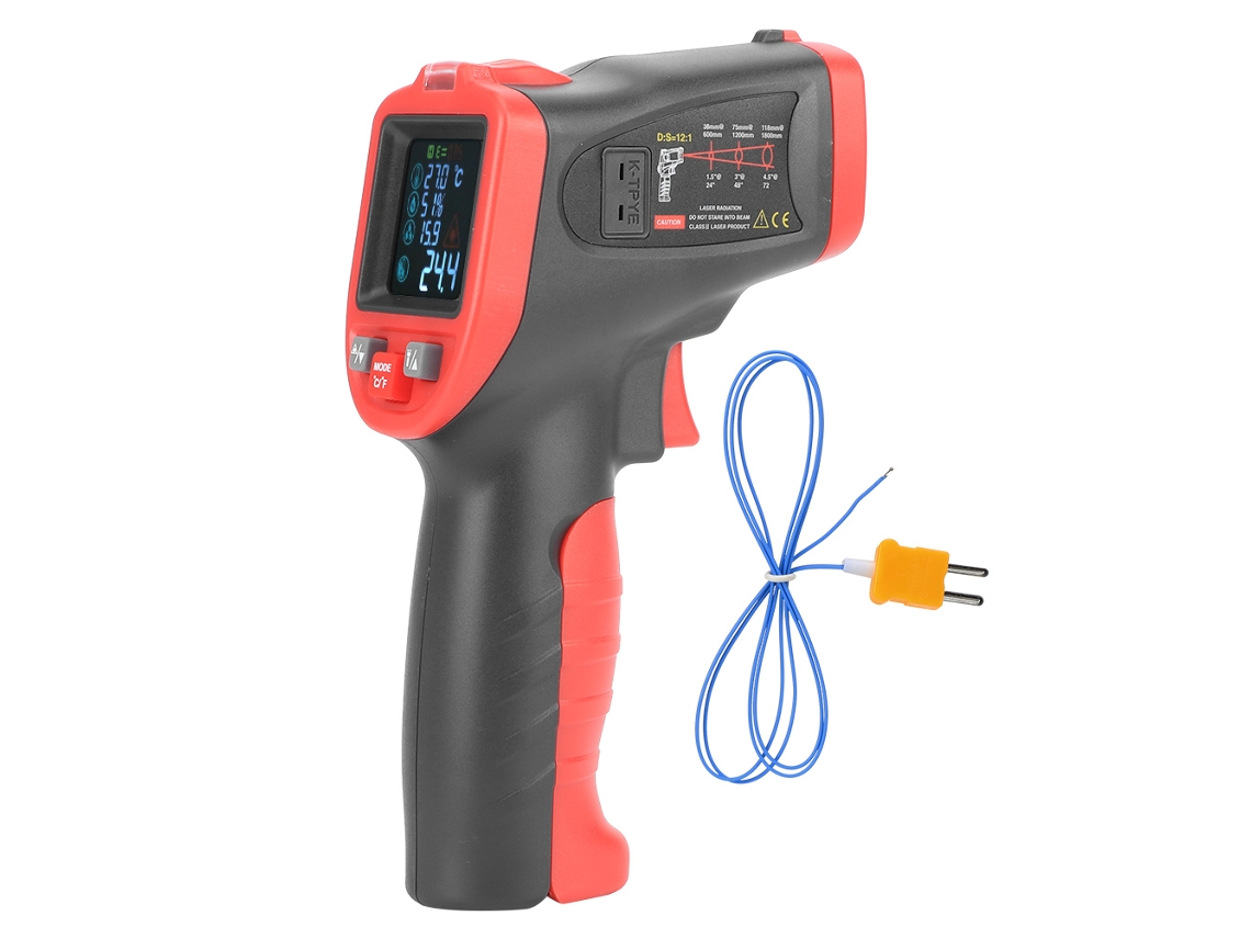 Termómetro Infrarrojo Digital Industrial Portátil, Sin Contacto, Con Termopar K -50℃ A 650℃