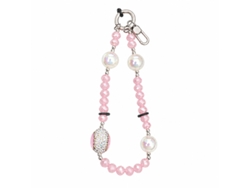 Cordão Para Telemóvel Com Contas Decorativas E Mosquetão Metálico Skyhe Sj002 Rosa Marshmallow