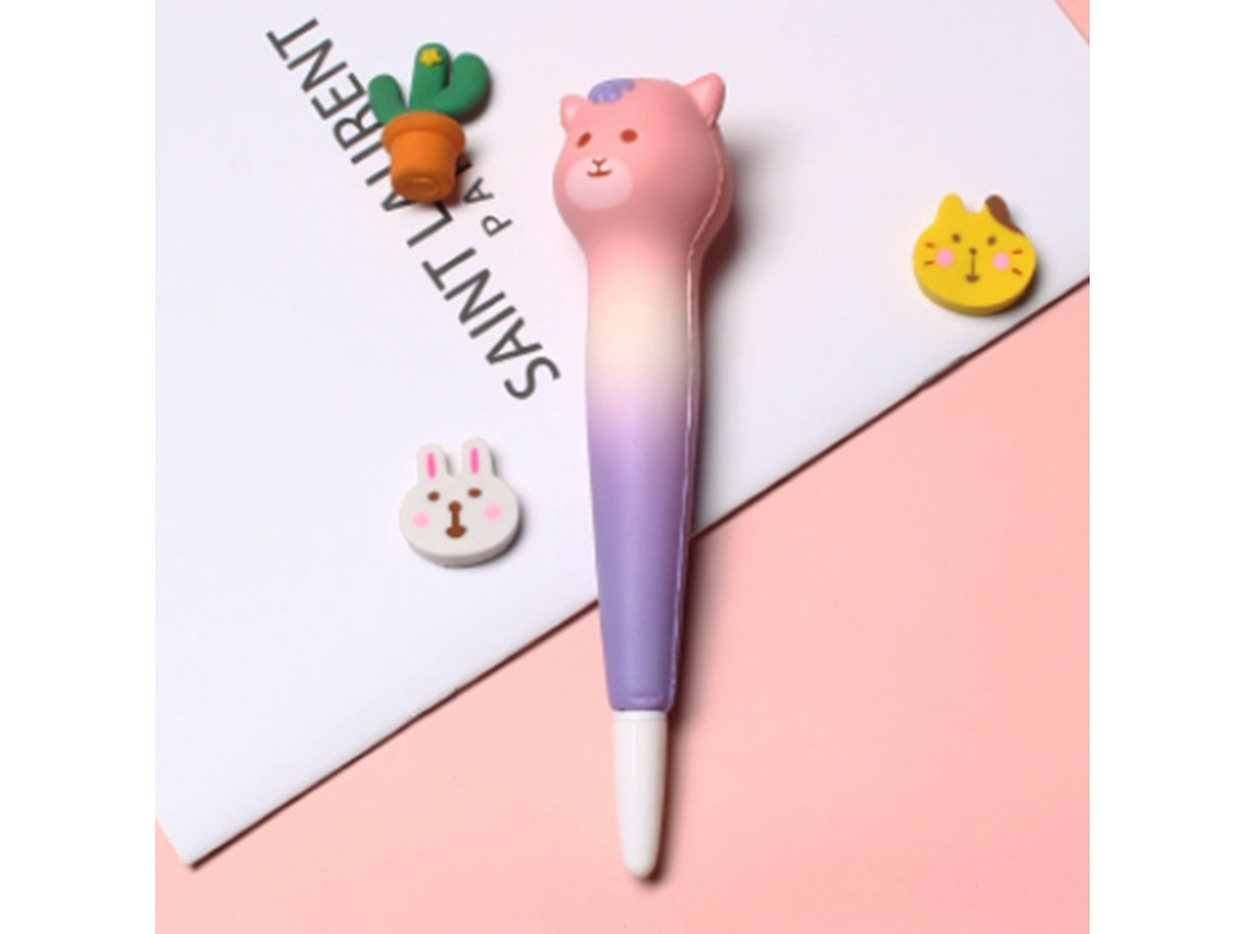 Plumas Squishy Bonitas Para Aliviar El Estrés Escribir Suave Plumas De Gel Kawaii Para Regalos Escolares Oso Rosa Morado