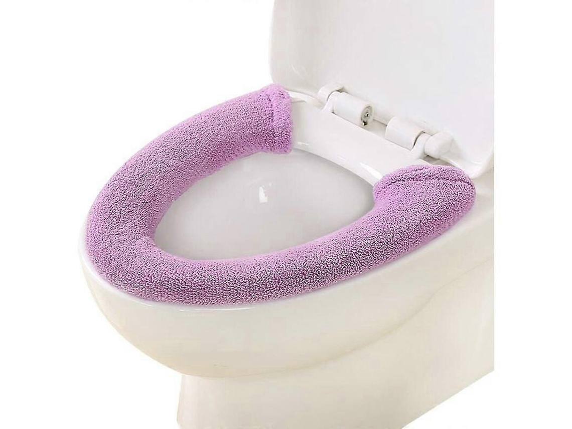 Asiento De Inodoro Universal Elástico Lavable Sin Descoloración Tapa Calefactada De Invierno Material Suave Fucsia