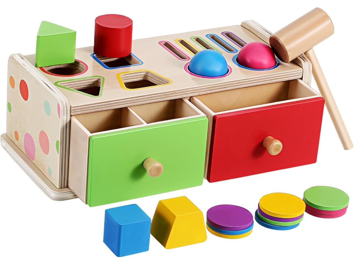 Juego de emparejamiento de madera para niños y niñas: Clasifica colores y formas - Actividad Montessori para el reconocimiento - CHABERLU