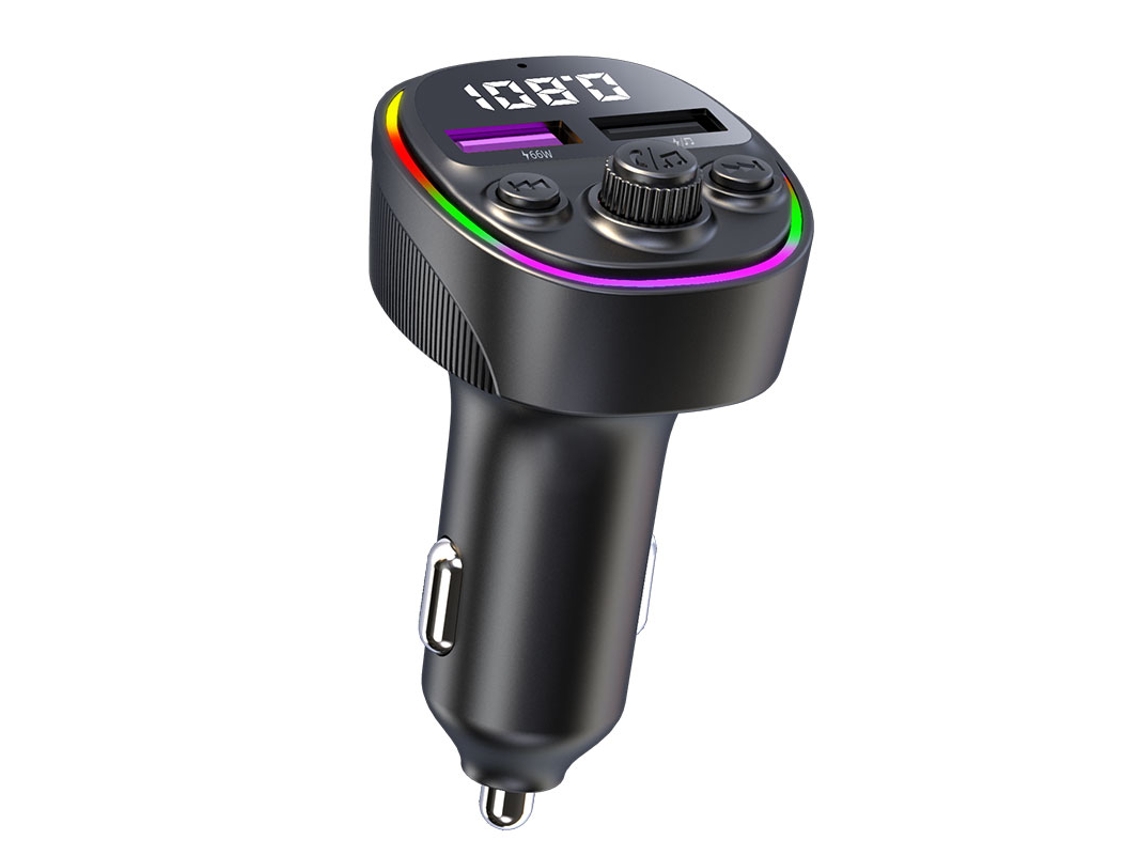 Transmisor de FM YIZHOOD CS2 Kit de coche manos libres Bluetooth 5.0 MP3 Receptor de audio manos libres negro