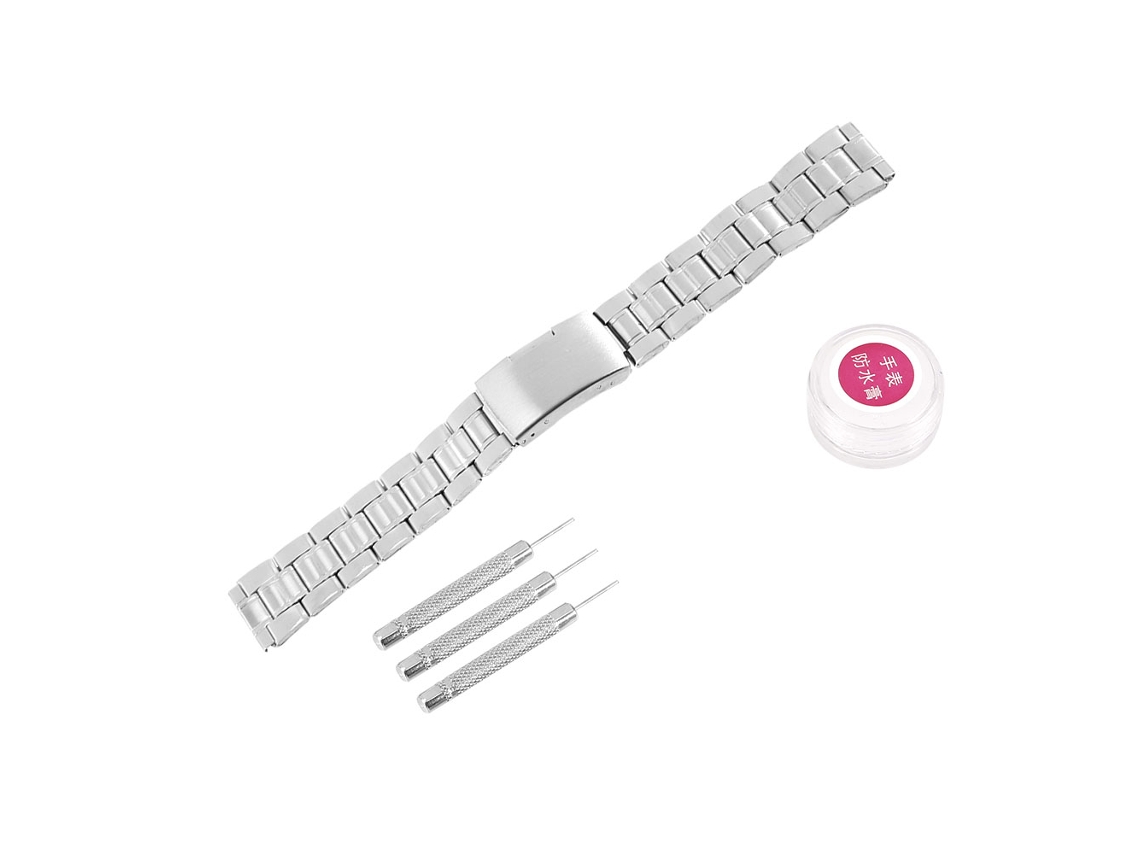 Correa de reloj de acero inoxidable con extractor de pasadores y crema impermeable (22 mm)