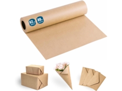 1 Rollo de Papel Kraft para Envolver 62cmx80m - Papel Ideal para Manualidades o Envoltorio de Regalos de Navidad y Cumpleaños ESPÍRITO REBELDE, LDA