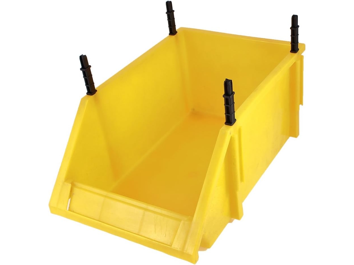Contenedor Rectangular Apilable De Plástico Amarillo Con Caja De Almacenamiento Y Soportes