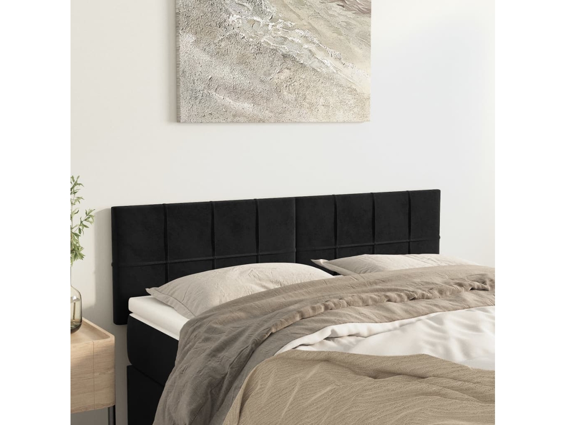 Cabeceros 2 Unidades Terciopelo Negro 72x5x78/88 Cm
