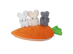 Conjunto De 3 Conejitos De Peluche De Dibujos Animados Con Bolsa De Zanahoria - Decoración Para El Hogar - Regalo De Cumpleaños