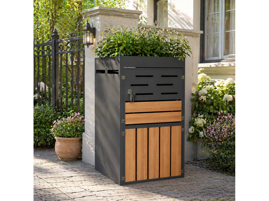 Armario Exterior Con Jardinera, Ventilación, Persianas, Acero Galvanizado Y Puerta Con Cadena.