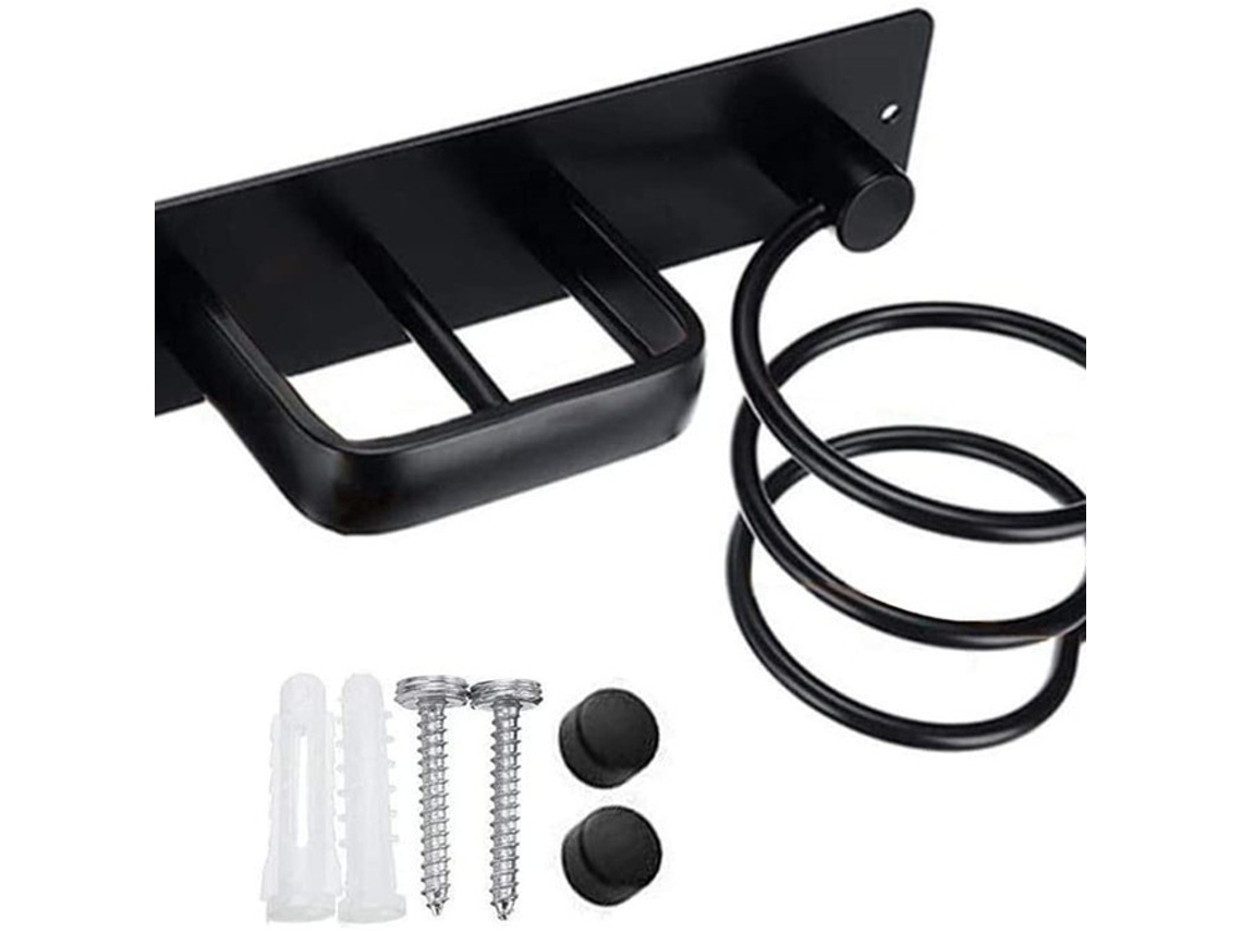 Mueble - Soporte Para Secador De Pelo Con Placa Negra Perforada
