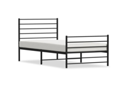 Estructura Cama Sin Colchón Con Estribo Metal Negro 107x203 Cm