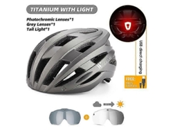 Casco de ciclismo unisex con luz trasera, gafas y visera solar. Ideal para bicicletas de montaña, de carretera y eléctricas.