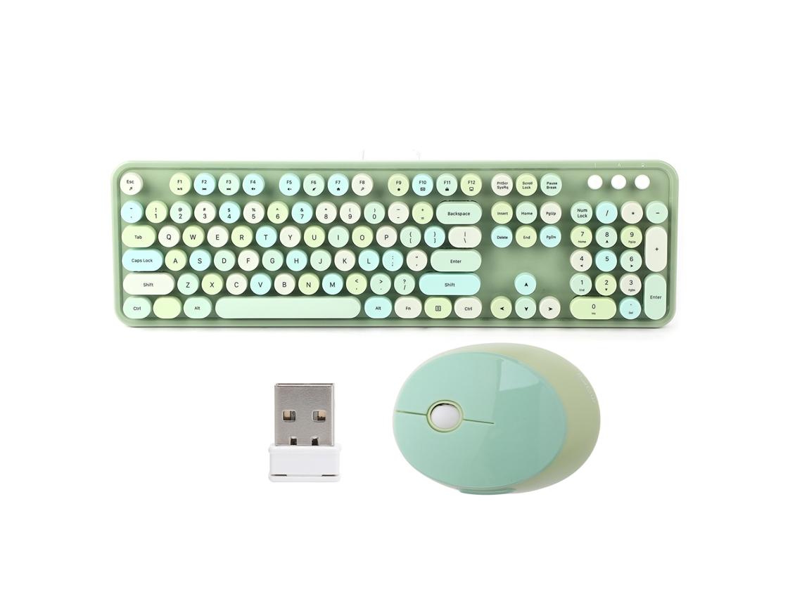 Conjunto Teclado E Mouse Sem Fio 2.4ghz 104 Teclas Ergonomia Design Retrô Para Escritório