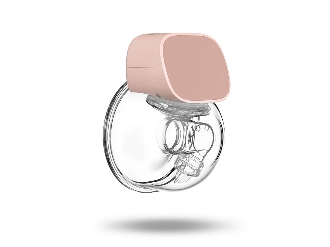 Extractor de leche Yunzii rosa para madre y bebé, manos libres, portátil, eléctrico, todo en uno, con potente succión.